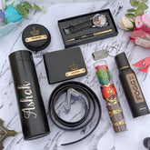 Mens hamper | Gift combo for him | Black leather Corporate combo | Customise gift for boyfriend | Custom gift for men - BBD GIFTS